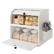 Bread Box for Kitchen Countertop, Double Layer Bread Boxes, Bamboo Bread Stor...