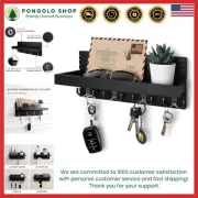 Soporte para llaves de madera negra con 4 ganchos dobles colgador pared