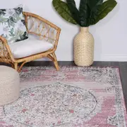 Brand Ventures Salsa Hollow Medalion Transitional Blush Rug