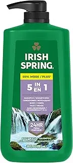 Irish Spring 5 in 1 Body Wash for Men, Men's Body Wash, Smell Fresh and Clean for 24 Hours, Conditions and Cleans Body, Face, and Hair, Made with Biodegradable Ingredients, 30 Oz Pump