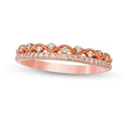 0.20 CT. T.W. Natural Diamond Cascading Antique Vintage-Style Stack Band in Solid 10K Rose Gold