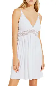 Eberjey Mariana Mademoiselle Jersey Chemise in White at Nordstrom, Size X-Large