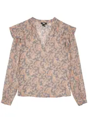 Paige Seema Printed Ruffled Silk-chiffon Blouse - Multicoloured - M (UK12 / M) M (UK12 / M)