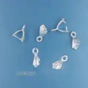 6 Solid Sterling Silver Shell Pendant / Earring Pinch Bail Connector 9mm #44316