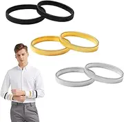 [BOXOB] 6pcs Sleeve Garters, Non-Slip Shirt Sleeve Holder Metal Elastic Band Arm Band Unisex Arm Strap for Holding Up Sleeves for Women Men (Black, Gold, Silver), Black, Silver, Gold, M