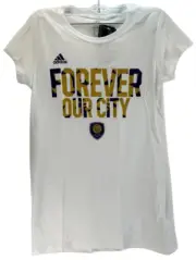 Adidas Women Orlando City SC Forever Our City Cap Sleeve T-Shirt White MEDIUM