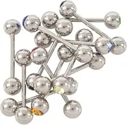 domoi 12 x Crystal Tongue Nipple Bar Ring Barbell Piercing