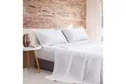 Vintage Washed Microfibre Sheet Set with 1 Pillowcase - White - King Single