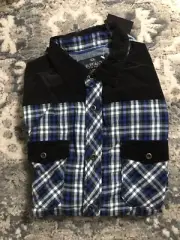 Buffalo David Bitton Button Up Dress Shirt Color: Blue/Black Size: M
