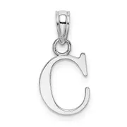 14K White Gold 14Kw Polished Block Letter C Initial Pendant