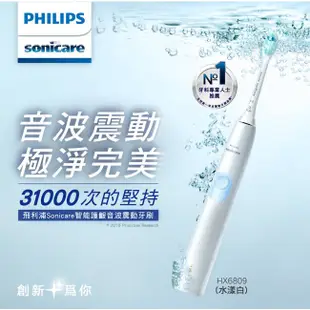 【PHILIPS 飛利浦】HX6809 音波震動智能護齦電動牙刷｜贈原廠刷頭