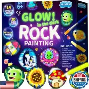 MindPal Kids Rock Painting Kit, 14 Pebbles for Painting - Glow in The Dark Ro