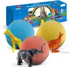 3 Bath Bombs with Wild Animals Toys Inside for Kids– Natural & Safe Bombs USA
