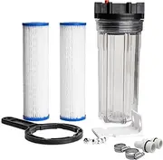 Cold Plunge Water Filter - 10" Filter Housing with 3/4 inch FPT Ports, 2X 50 Micron Filters, Suitable for Ice Baths and Whole Home Filtration - Incl. Mounting Kit & Housing Wrench