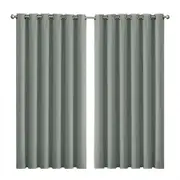 2x Blockout Curtains Panels 3 Layers Eyelet Room Darkening 240x230cm Grey