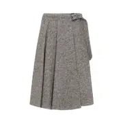 [Brunello Cucinelli] Brunello Cucinelli-Panama Brown Wool Kilt Skirt-Donna 38 IT