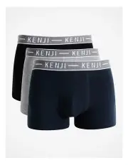 [Kenji] Plain Trunk 3 Pack in Black/Mid Marle