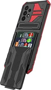 [Niuuro] for Samsung Galaxy A53 5G Wallet Case with Credit Card Holder Stand Kickstand Slim Rugged Shockproof Heavy Duty Defender Armor 【Military Grade】 Protective Phone Case - Red