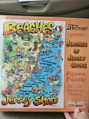 BEACHES OF JERSEY SHORE 550 Piece Jigsaw Puzzle Cartoon Map NEW SEALED