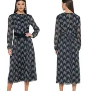 NWT Ted Baker Atlas Chevron Print Dress Black and White Size 2/4 Retail $295