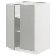 METOD base cabinet with shelves/2 doors, white/Havstorp light grey, 60x60x80 cm