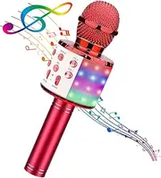 BlueFire 4 in 1 Handheld Karaoke Microphone, Portable Karaoke System with Speaker, Karaoke Machine Home KTV Player with Record Function for Smartphone, Tablet(Red)