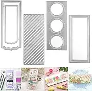 4PCS Rectangle Frame Dies for Card Making DIY Scrapbooking Slim Stitched Rectangles Metal Cutting Dies Strips Slimline Metal Die Cuts Punch Template Molds Arts Crafts Embossing Stencil Dies Arts Craft