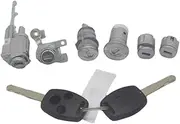 Lock Set Ignition Switch Door Lock Cylinder 2 Key Shell Compatible for Honda Accord 2003-2007(6pcs Lock-3 Button)