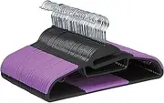 Amazon Basics Rubber Coated Plastic Hangers - Black/Purple, Pack of 50