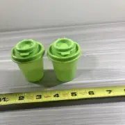 Tupperware Midgets Salt and Pepper Shakers Mini Flip Top 2 oz. Lime Green New!