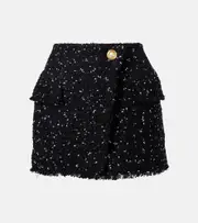 [Balmain] Balmain Polka-dot tweed miniskirt UK 14 black