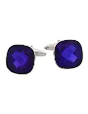 [Cudworth] Amethyst Cut Crystal Square Cufflinks in Blue