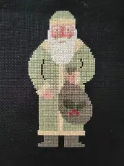 Prairie Schooler Santa Toy Bag Holly & Berries Sprig Completed Cross Stitch