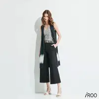 在飛比找momo購物網優惠-【iROO】印花長版西裝式背心外套