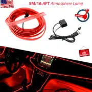 Led Light Strip Auto Atmosphere 5M/16.4ft Red 12V light USB Powered spuer Bright (for: Honda Civic)