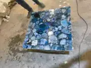 Blue Agate Square Coffee Table Top, Blue agate Stone enter Table Top, Decor