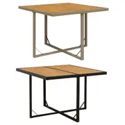 Solid Wood Acacia Garden Table Poly Rattan Outdoor Table Beige/Black vidaXL