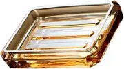 Hoement Glass Soap Dish Drain Household Soap Holder Vintage Amber Soap Box Stylish and Functional Bathroom Accessory