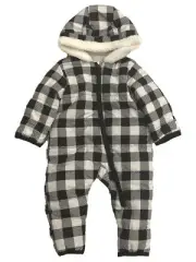 Infant Boys Black & White Checkered Plaid Snowsuit Bunting Pram Snow Suit