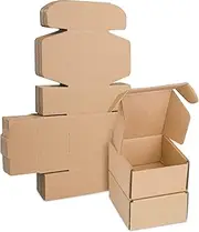Corrugated Cardboard Shipping Boxes, 100x100x53mm (4"x4"x2") Small Parcel Boxes, Packaging Mailing Boxes for Business, Posting, Small Packet Shipping, Storing or Gift(Pack of 25)