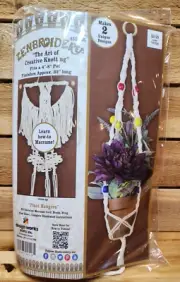 Design Works ZENbroidery 33" Macrame Plant Hangers Craft Kit Makes 2 Designs Art