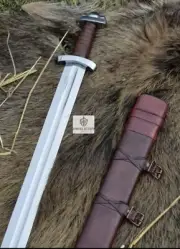 Hand-Forged High Carbon Steel Viking Sword Battle-Ready Medieval With Scabbard