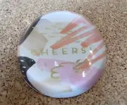 Round Glass CHEERS paperweight NIB by Think Ink