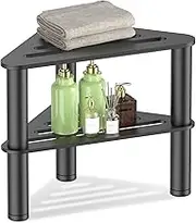 CEMILA Metal Coner Shower Stool for Shaving Legs, Height Adjustable Foot Rest and Shower Chair Waterproof Shower Benches for Inside Shower, Bathroom Small Shower Step Stool, Matte Black