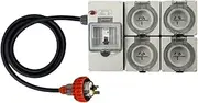 Power Board 3 Pin 15 Amp Single Phase to 4 x 3 Pin 15 Amp Single Phase Outlet RCBO Protected