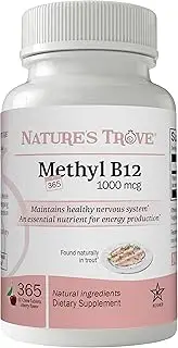 Vitamin B12 Methylcobalamin 1000 mcg, 365 Count, B12 Chewable Vitamins, Cherry Flavor, by Nature’s Trove