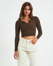 Tori Textured Button Top Choc