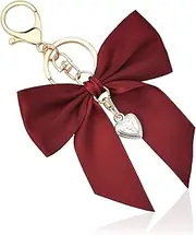 [Lyvixora] Bow Charm Keychain for Girls & Women - Elegant Bow Knot Key Ring fits Car Keys Bag Charms, Keychain Charm for Handbags & Purse, Red