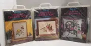 Vtg Avon Creative Needlecraft Crewel Kits Lot of 3 Pheasants Tanagers Spin Wheel