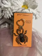 Betsey Johnson Gold Black Gunmetal Crystal Spider Key Fob Bag Charm